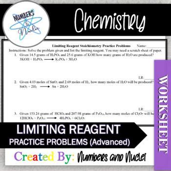 Limiting Reagent Practice Problems Advanced