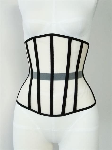 Nude And Black Underbust Corset Sheer Slimming Corset Custom Etsy