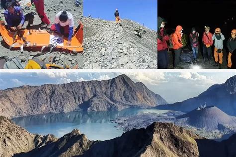 Evakuasi Pendaki Rinjani Yang Tewas Terjatuh Di Puncak Rinjani