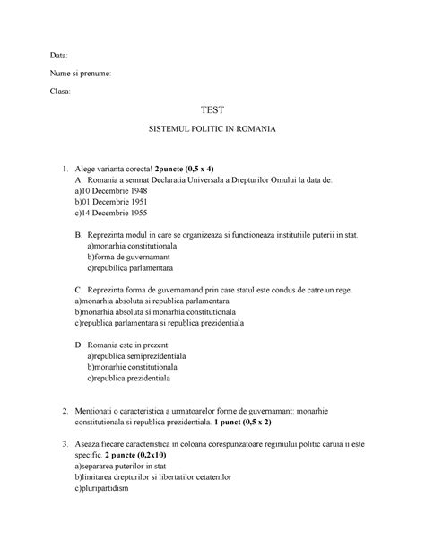 Test Cl A Test Educatie Sociala Clasa A A Data Nume Si Prenume