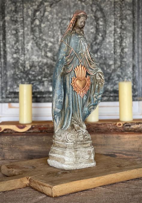 Virgin Mary Cement Statue Etsy