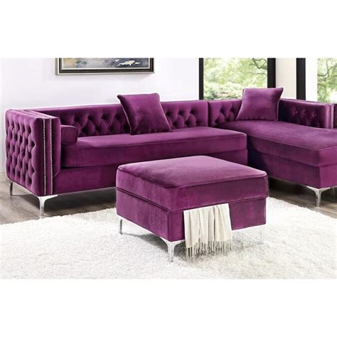 Inspired Home Olivia Modern Purple Velvet Storage Ottoman In The Indoor