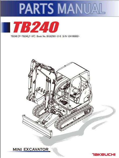 Takeuchi Excavator Tb Parts Workshop Operators Manual