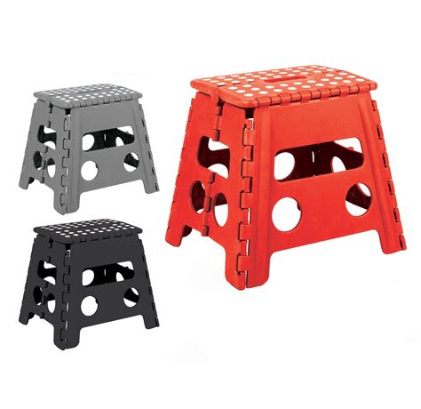 Tabouret Marche Pied Pliable Antiderapant 3 Couleurs Assorties Noir