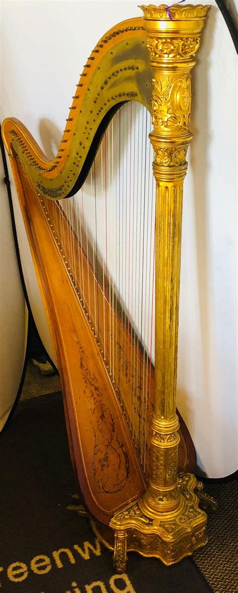 1915 Premium Style 23 Gold Lyon And Healy Concert Grand Harp For Sale