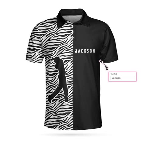 Personalized 2d Golfer Zebra Pattern Golf Polo Shirt Highsportprint