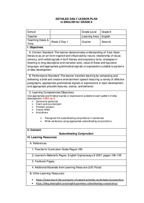 Detailed Lesson Plan In English 9docx Lesson Plan Telephone Images