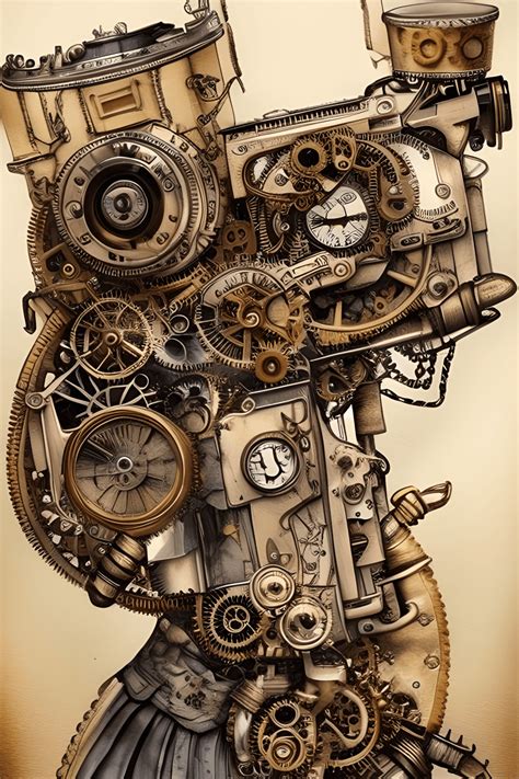 Steampunk Hyper Realistic Watercolor Painting Creative Fabrica