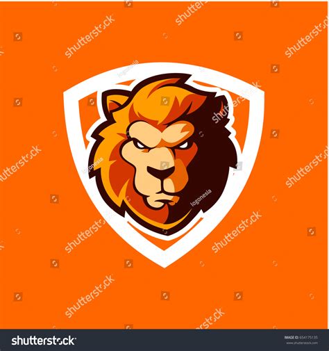 Lion Head Shield Cartoon Stock Vector Royalty Free 654175135