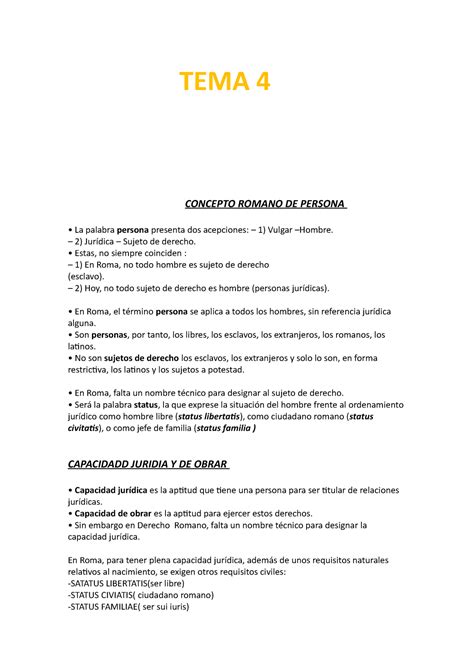 Tema Apuntes Dcho Romano Concepto Romano De Persona La Palabra