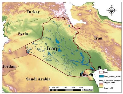 Elevation map of Iraq and neighboring countries (source:... | Download ...