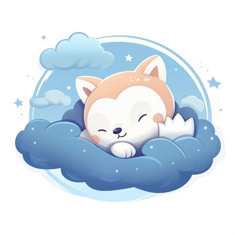 Hay Un Gato De Dibujos Animados Durmiendo En Una Nube Con Estrellas Ai