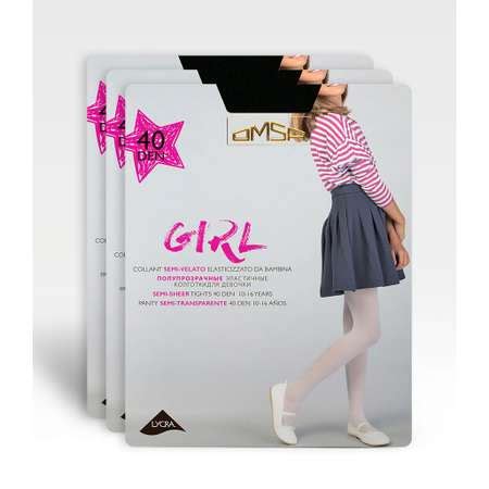 Колготки 3 пары Omsa цвет черный OMSA kids Collant GIRL 40 Nero (спайка ...