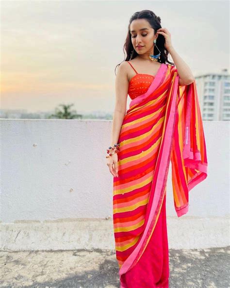 Shraddha Kapoor Sets Festive Fashion Goals In A Red Striped Saree