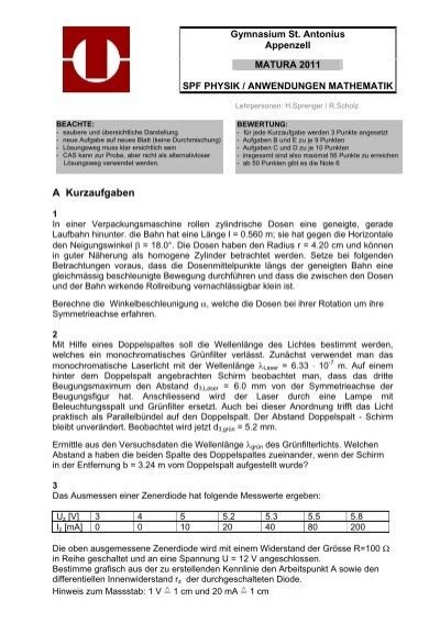 Mathematik Physik Schwerpunktfach Gymnasium St Antonius