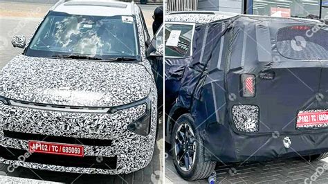 2025 Kia Carens Facelift Front Spied New Design LED DRLs