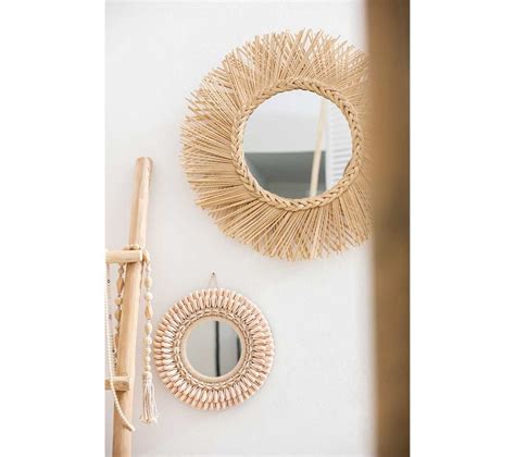 Miroir Mural En Rotin tressé 90cm Naturel Miroir BUT