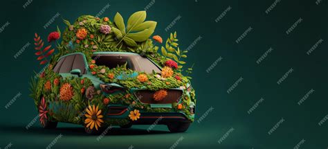 Premium Photo Environmentally Friendly Vehicle Car Covered In Nature