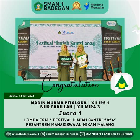 Juara 1 Lomba Esai Festival Ilmiah Santri 2024 Pesantren Mahasiswa Al