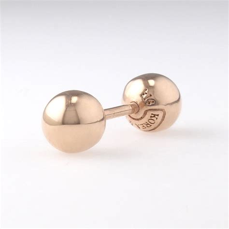 K Mm Solid Gold Ball Barbell Stud K Barbell Earring Etsy