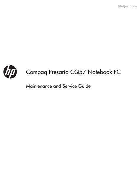 Hp Compaq Presario Cq57 Maintenance And Service Manual Pdf Download Manualslib