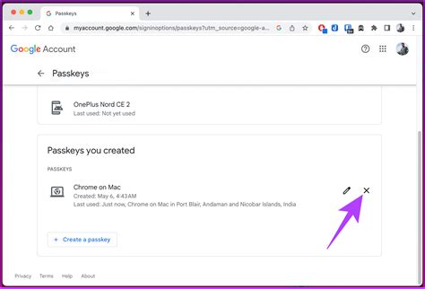 how to remove a passkey on google