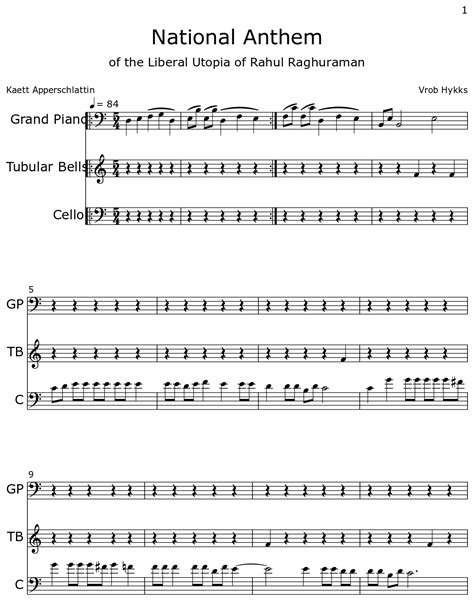 National Anthem - Sheet music for Piano, Tubular Bells (Orchestral ...