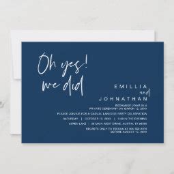 Oh Yes We Did Wedding Elopement Dinner Party Invitation Zazzle