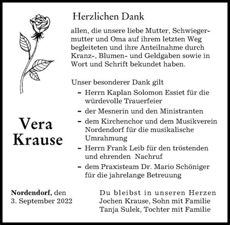 Traueranzeigen Von Vera Krause Augsburger Allgemeine Zeitung