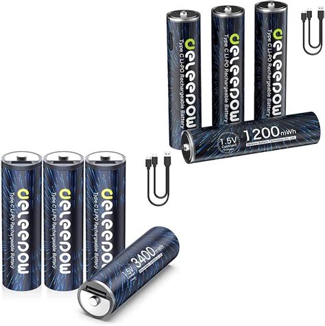 Amazon Deleepow USB Rechargeable AA Batteries 3400mWh 4 Pack With