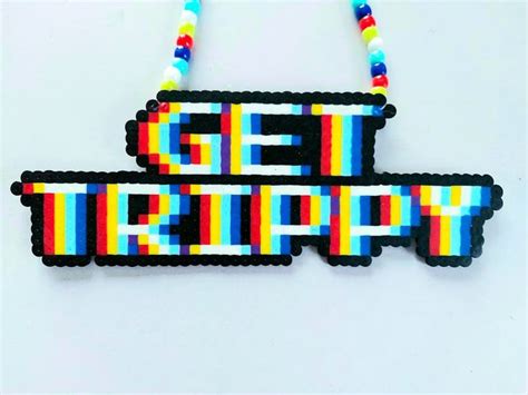 Get Trippy Kandi Necklace Etsy Canada Perler Creations Perler Bead