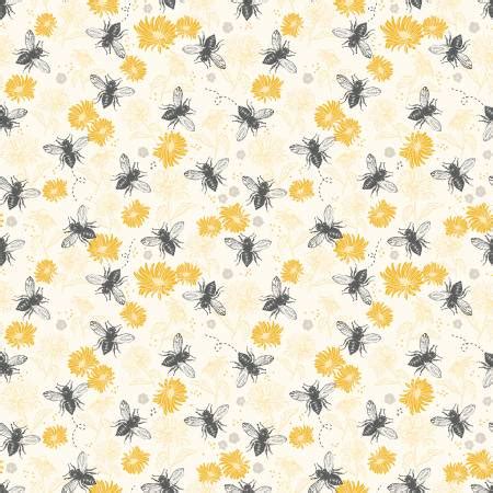 Parchment Floral Honey Bee Fabric By My Mind S Eye For Riley Blake