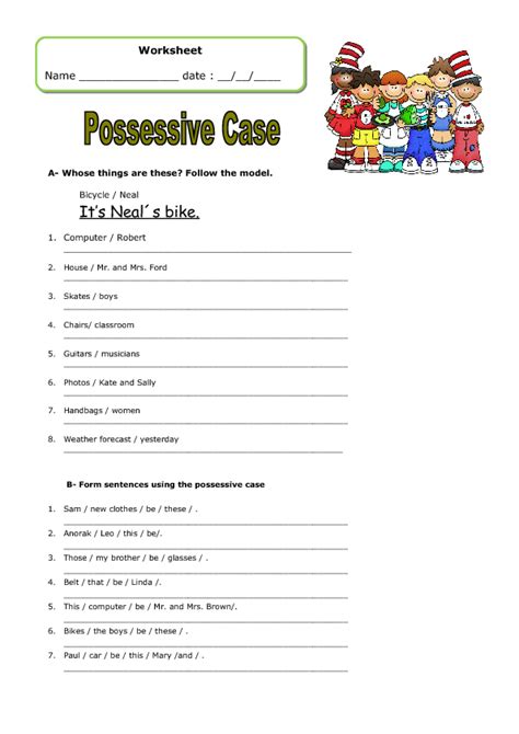 Free Possessive Case Worksheets