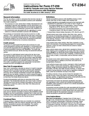 Fillable Online Instructions For Form CT 236 Credit For Taxicabs And