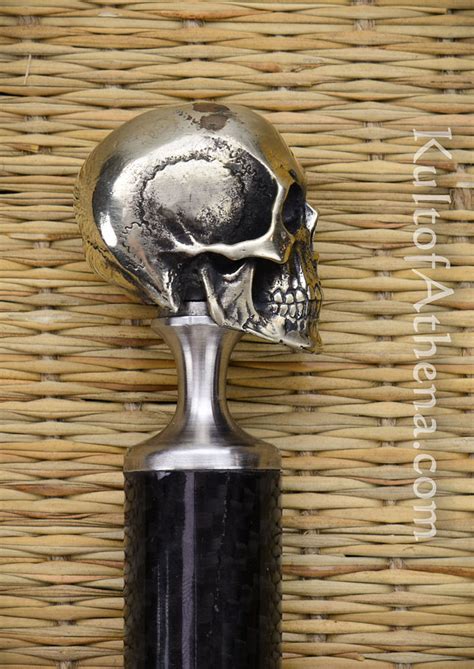 Silver Skull Carbon Fiber Sword Cane