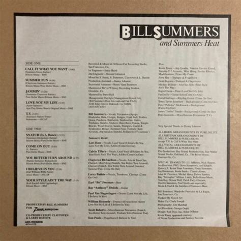 Bill Summers And Summers Heat Call It What You Want 1981 Vinyl Lp