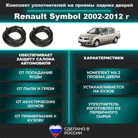 Комплект уплотнителей проема задних дверей на Renault Symbol 2002-2012 ...