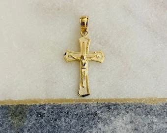 18k Solid Gold Jesus Christ Crucifix Pendant INRI Jesus Pendant 18k