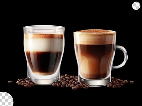 Americano и капучино кофе стакан и чашка png прозрачный | Премиум PSD Файл