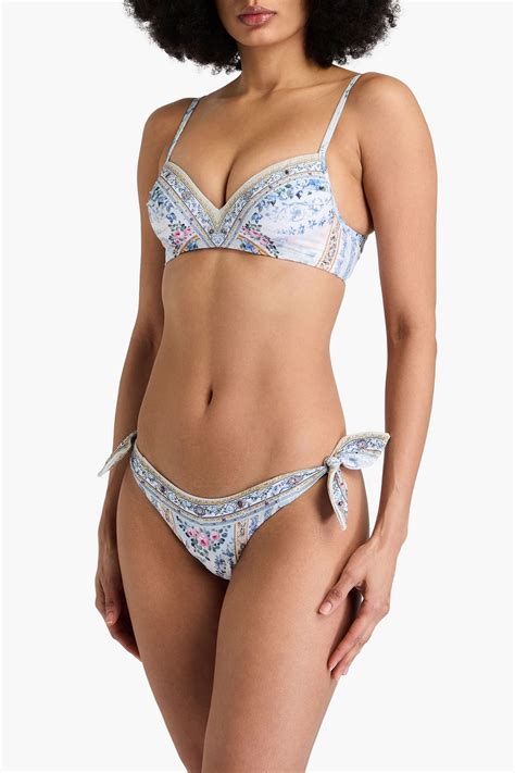 CAMILLA Crystal Embellished Printed Triangle Bikini Top THE OUTNET