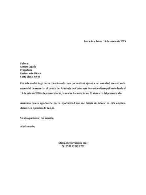 Carta De Renunciadocx Pdf