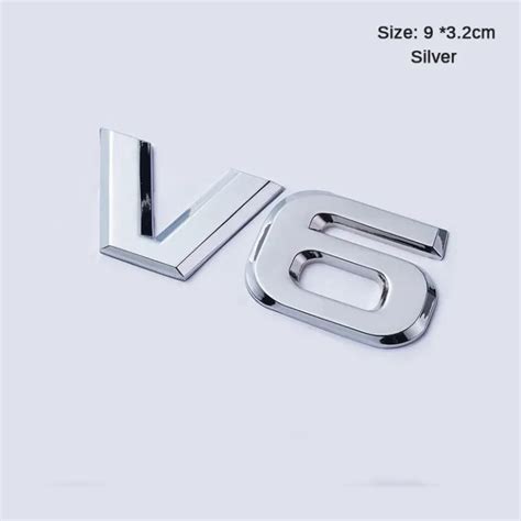 V6 3D Auto Motor V6 Car Rear Emblem Decal Badge Sticker Car Interior