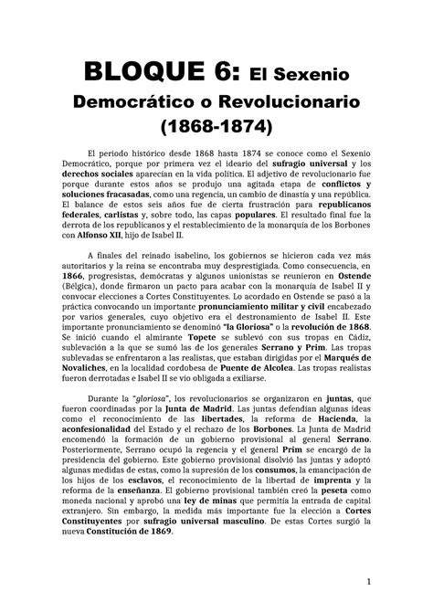 Historiaespa A Bloque Sexenio Bloque El Sexenio Democr Tico O