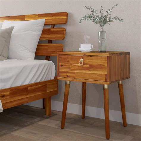 Bme Nightstand Fully Assembled Solid Acacia Wood With