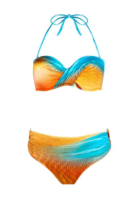 Ayyıldız 4600 Kahve Mavi Desenli Straplez Bikini Takımı Hızlı Kargo