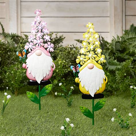 Solar Lighted Flower Gnomes The Lakeside Collection