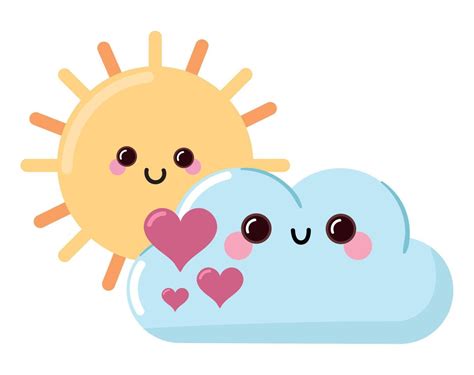 Sol Y Nubes Clima Kawaii 16755168 Vector En Vecteezy