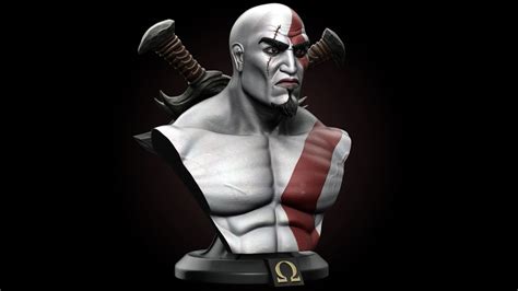 Kratos Bust Stl For 3d Printing Turntable Youtube