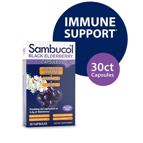 Sambucol Black Elderberry Advanced Immune Support Capsules with Vitamin ...