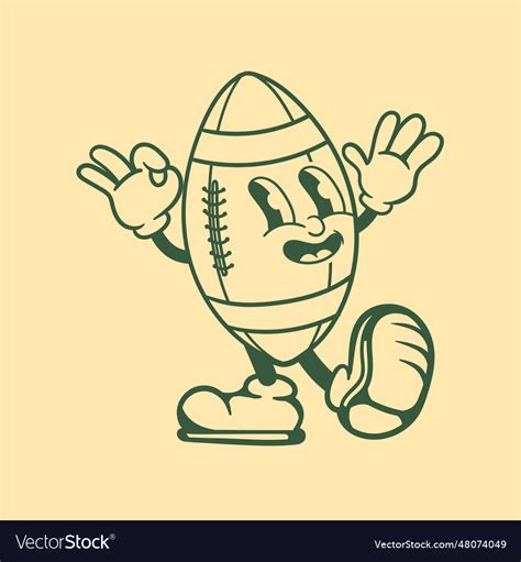 Vintage character design of rugby ball Royalty Free Vector